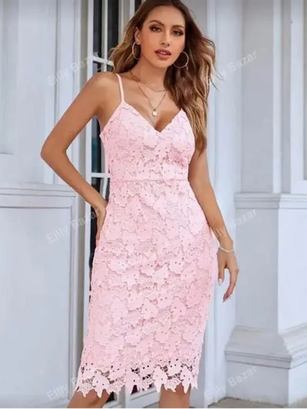 Eilly Bazar Guipure Lace Cami Dress